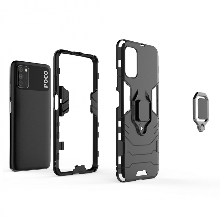 Husa Xiaomi Poco M3, Techsuit Shield Ring, Negru [6]