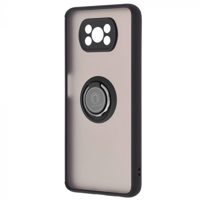 Husa Xiaomi Poco X3 NFC cu inel suport stand magnetic, Negru [4]