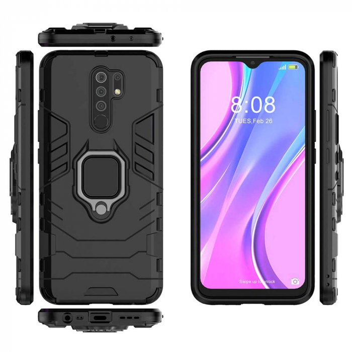 Husa Xiaomi Redmi 9, Techsuit Shield Ring, Negru [5]