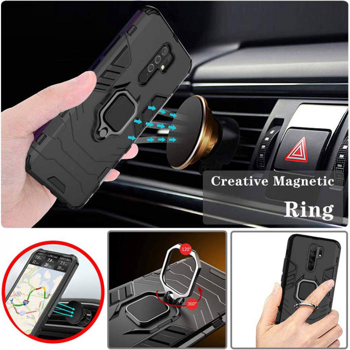 Husa Xiaomi Redmi 9, Techsuit Shield Ring, Negru [9]