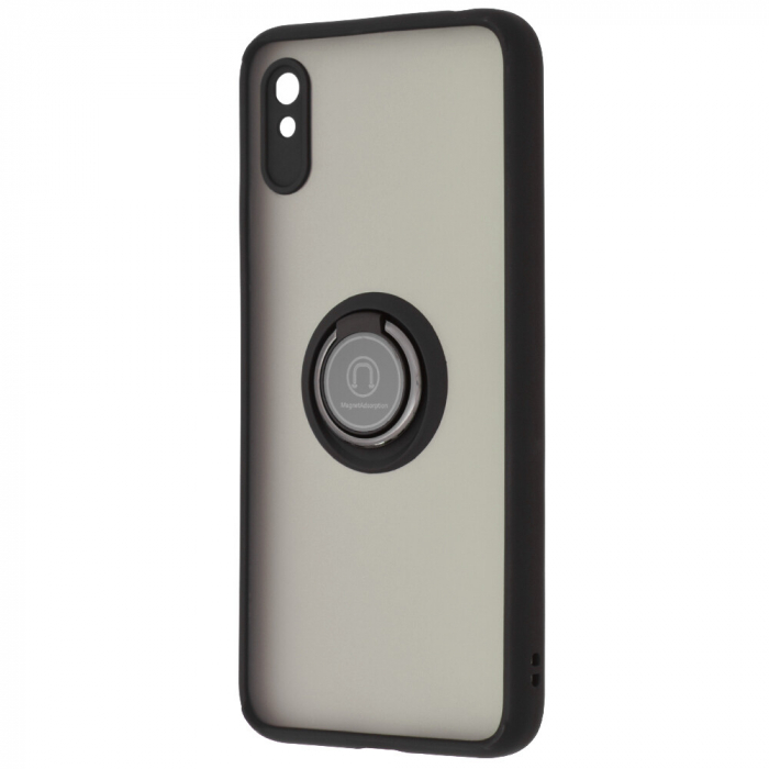 Husa Xiaomi Redmi 9A cu inel suport stand magnetic, Negru [5]
