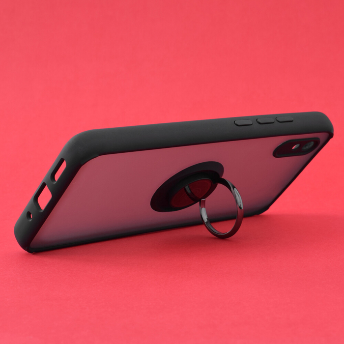 Husa Xiaomi Redmi 9A cu inel suport stand magnetic, Negru [2]