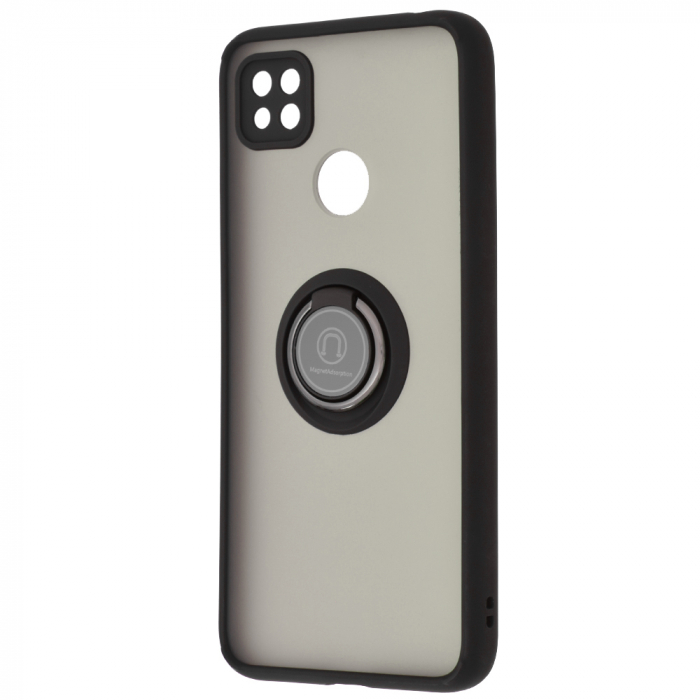Husa Xiaomi Redmi 9C cu inel suport stand magnetic, Negru [3]