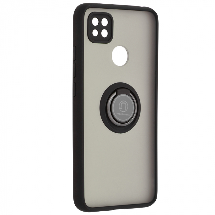 Husa Xiaomi Redmi 9C cu inel suport stand magnetic, Negru [5]