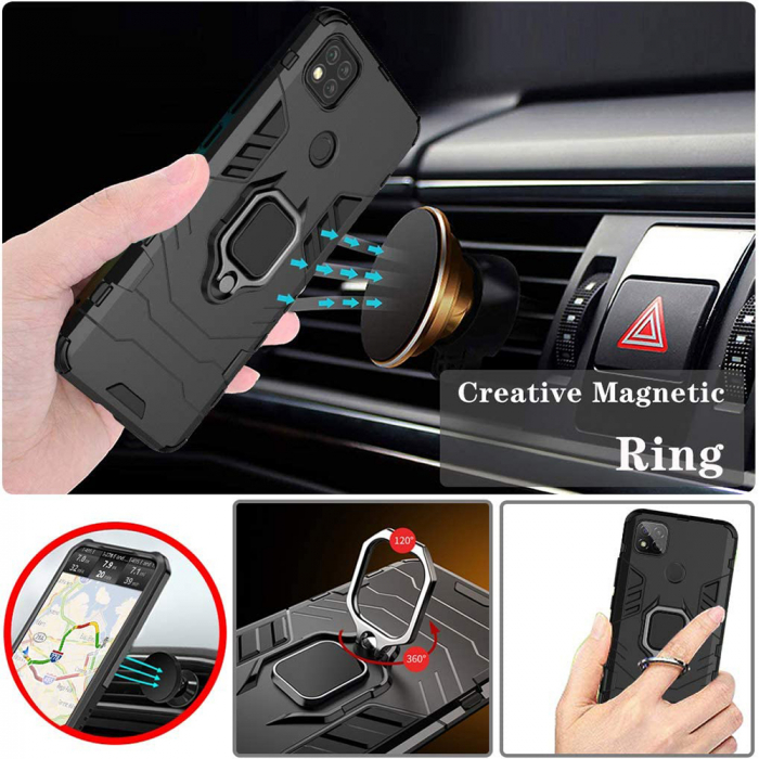 Husa Xiaomi Redmi 9C, Techsuit Shield Ring, Negru [8]