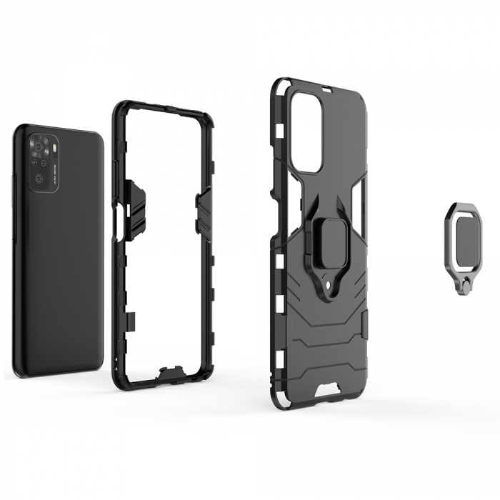 Husa Xiaomi Redmi Note 10 / 10S, Techsuit Shield Ring, Negru [6]