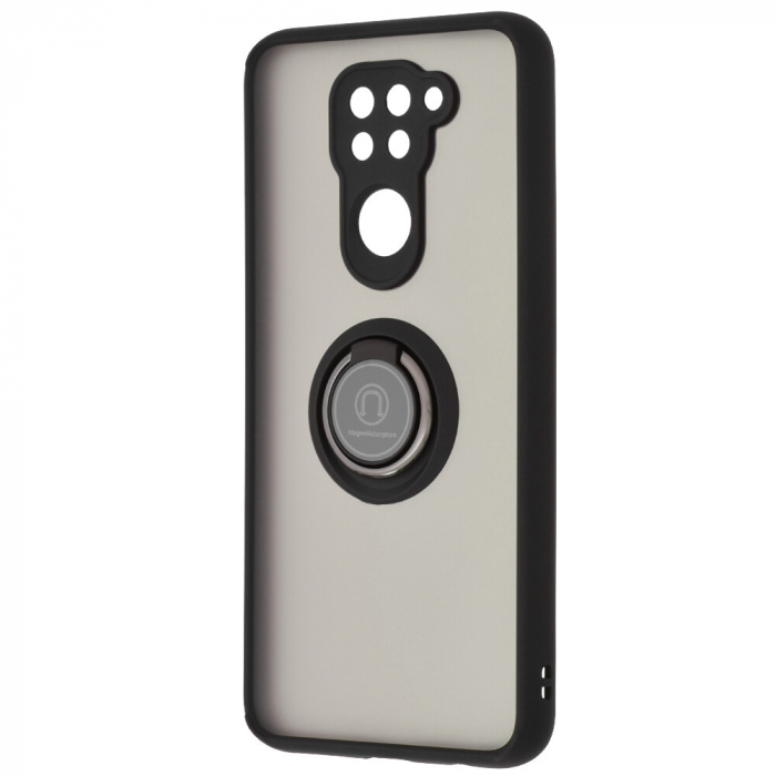 Husa Xiaomi Redmi Note 9 cu inel suport stand magnetic, Negru [5]