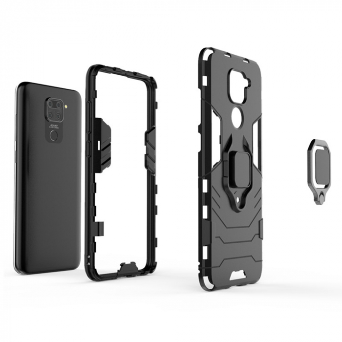 Husa Xiaomi Redmi Note 9, Techsuit Shield Ring, Negru [7]