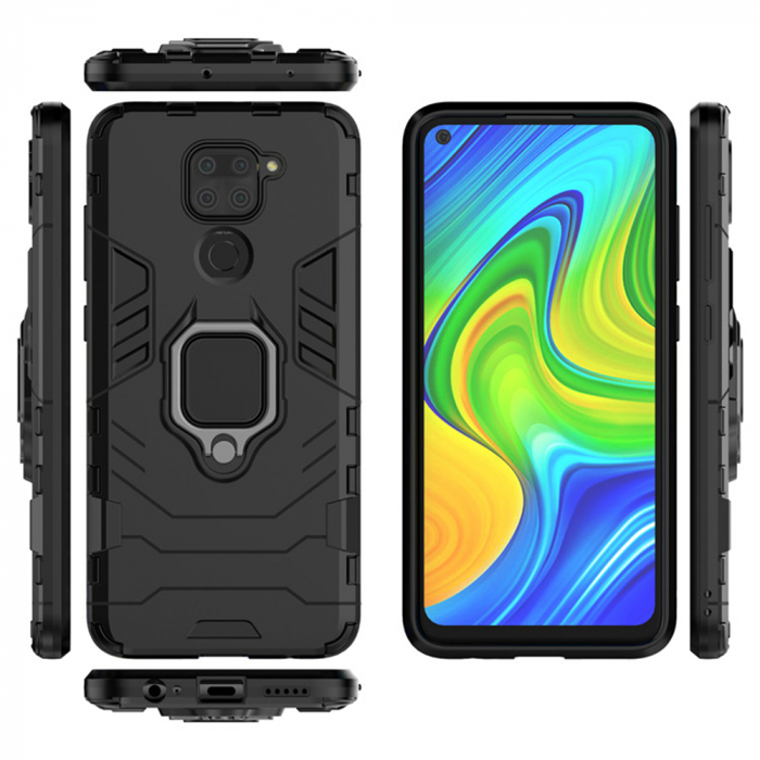 Husa Xiaomi Redmi Note 9, Techsuit Shield Ring, Negru [13]