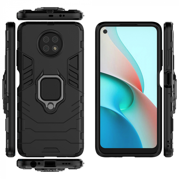 Husa Xiaomi Redmi Note 9T, Techsuit Shield Ring, Negru [12]