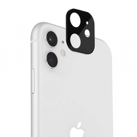 iPhone 12 Mini - Folie sticla camera iPhone 12 Mini / iPhone 11, Lito Metal Camera Glass, Negru/Transparent