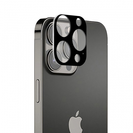 iPhone 13 Pro - Folie sticla camera iPhone 13 Pro / 13 Pro Max, Lito Metal Camera Glass, Negru/Transparent