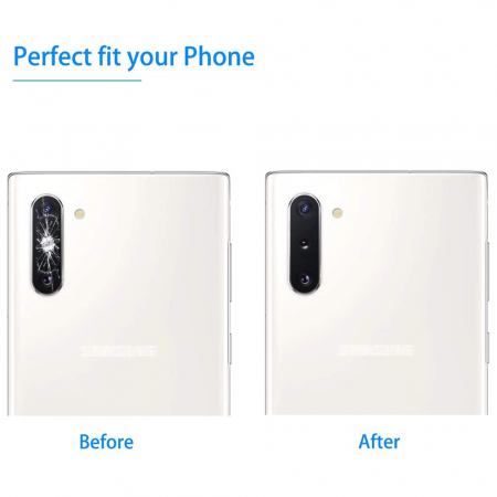 Folie sticla camera Samsung Galaxy Note 10 Plus, Lito Metal Camera Glass, Negru/Transparent [5]