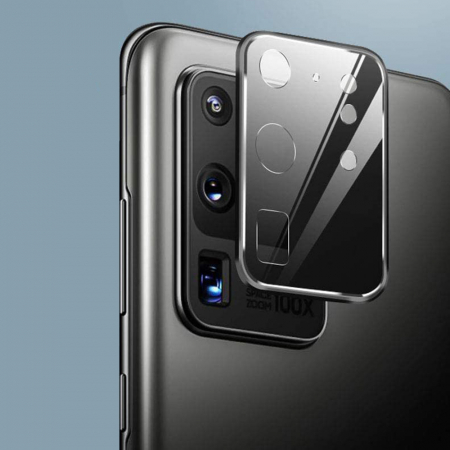 Folie sticla camera Samsung Galaxy S20 Ultra, Lito Metal Camera Glass, Negru/Transparent [1]