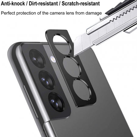 Folie sticla camera Samsung Galaxy S21, Lito Metal Camera Glass, Negru/Transparent [2]
