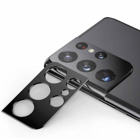 Folie sticla camera Samsung Galaxy S21 Ultra, Lito Metal Camera Glass, Negru/Transparent [1]