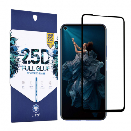 Huawei Nova 5T - Folie sticla Huawei Nova 5T, Lito Full Glue Full Screen, Negru