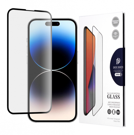iPhone 14 Pro - Folie sticla iPhone 14 Pro, Dux Ducis Tempered Glass, Negru