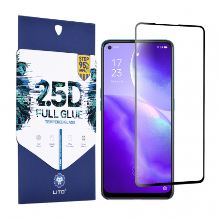 Oppo Reno5 5G - Folie sticla OPPO Reno5 5G, Lito Full Glue Full Screen, Negru