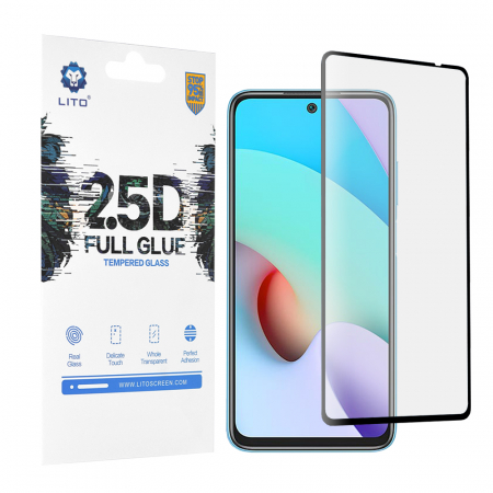 Xiaomi Redmi 10 - Folie sticla Xiaomi Redmi 10, Lito Full Glue Full Screen, Negru