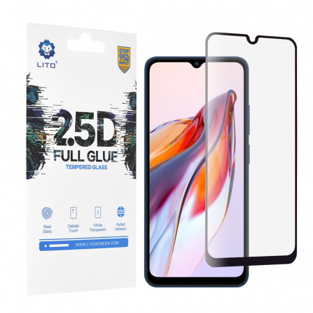 Xiaomi Redmi 12C - Folie sticla Xiaomi Redmi 12C, Lito Full Glue Full Screen, Negru