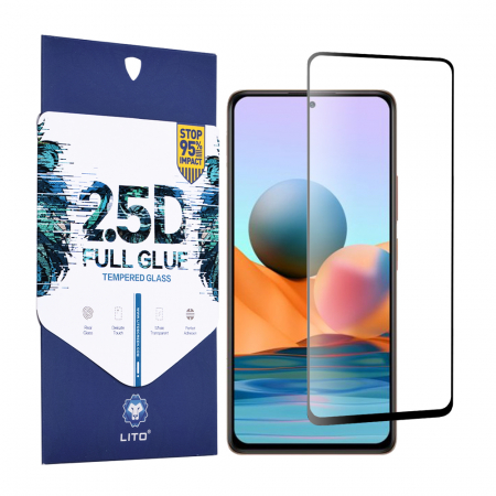 Xiaomi Redmi Note 10 Pro - Folie sticla Xiaomi Redmi Note 10 Pro, Lito Full Glue Full Screen, Negru