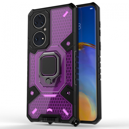 Huawei P50 Pro - Husa antisoc Huawei P50 Pro, Honeycomb Armor, Rose Violet