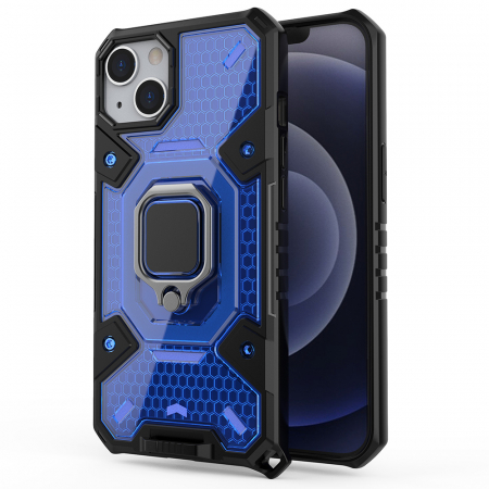 iPhone 13 - Husa antisoc iPhone 13, Honeycomb Armor, Albastru