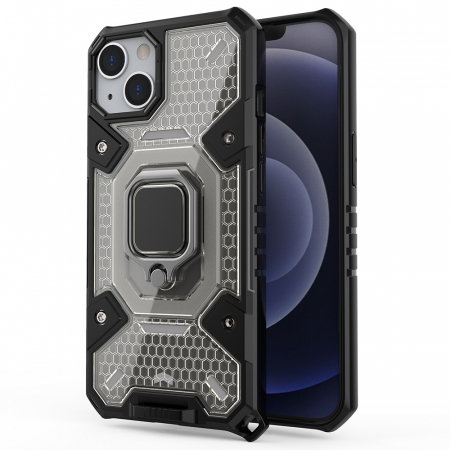 iPhone 13 - Husa antisoc iPhone 13, Honeycomb Armor, Negru