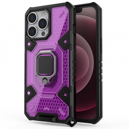 iPhone 13 Pro Max - Husa antisoc iPhone 13 Pro Max, Honeycomb Armor, Rose Violet