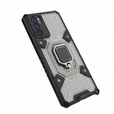 Husa antisoc OPPO Reno6 5G, Honeycomb Armor, Negru [3]