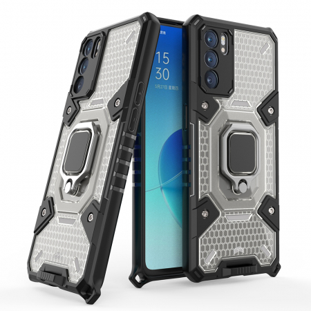 Oppo Reno6 5G - Husa antisoc OPPO Reno6 5G, Honeycomb Armor, Negru