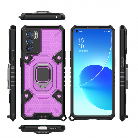 Husa antisoc OPPO Reno6 5G,  Honeycomb Armor, Rose Violet [5]