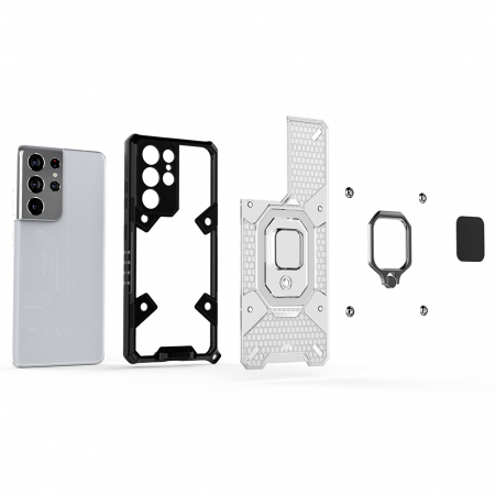 Husa antisoc Samsung Galaxy S21 Ultra, Honeycomb Armor, Negru [2]
