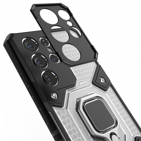 Husa antisoc Samsung Galaxy S21 Ultra, Honeycomb Armor, Negru [5]