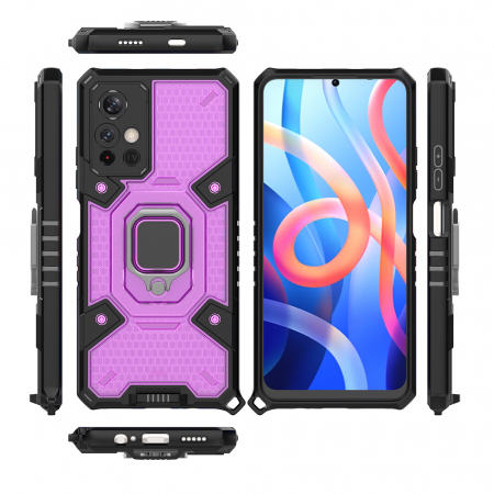 Husa antisoc Xiaomi Poco M4 Pro 5G, Honeycomb Armor, Rose Violet [1]