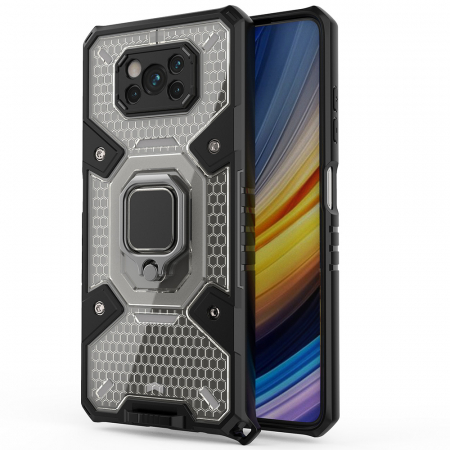 Xiaomi Poco X3 NFC - Husa antisoc Xiaomi Poco X3 NFC, Honeycomb Armor, Negru