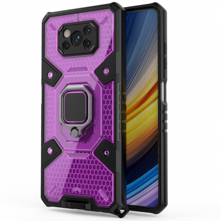 Xiaomi Poco X3 NFC - Husa antisoc Xiaomi Poco X3 NFC, Honeycomb Armor, Rose-Violet
