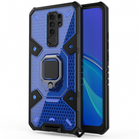 Xiaomi Redmi 9 - Husa antisoc Xiaomi Redmi 9, Honeycomb Armor, Albastru