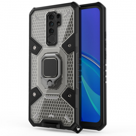 Xiaomi Redmi 9 - Husa antisoc Xiaomi Redmi 9, Honeycomb Armor, Negru