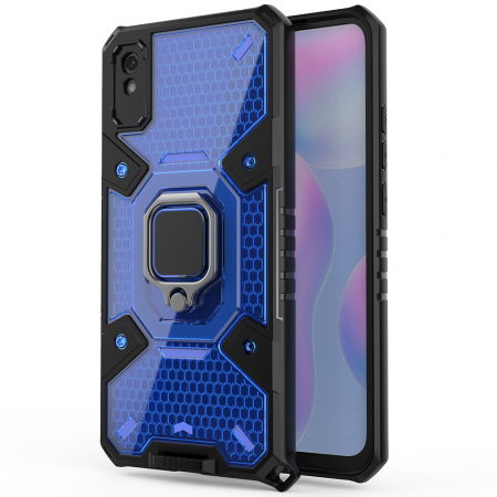 Xiaomi Redmi 9A - Husa antisoc Xiaomi Redmi 9A, Honeycomb Armor, Albastru
