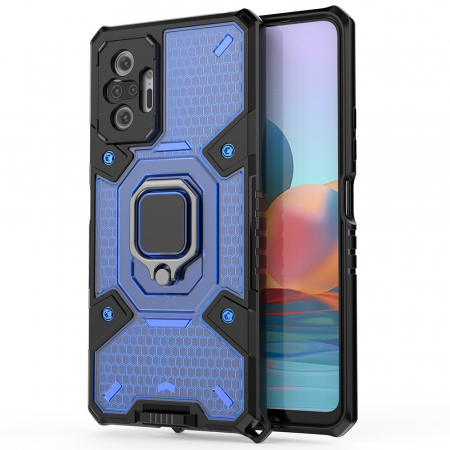 Xiaomi Redmi Note 10 Pro - Husa antisoc Xiaomi Redmi Note 10 Pro, Honeycomb Armor, Albastru