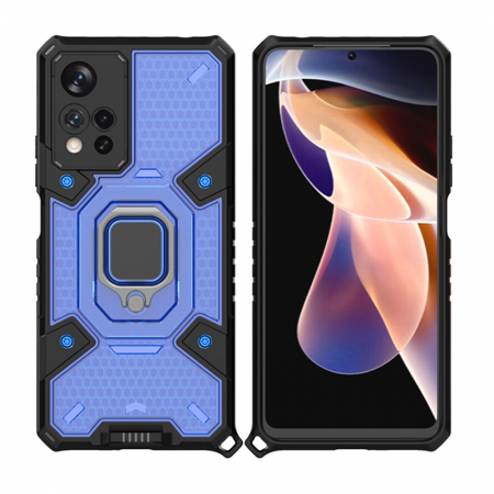 Xiaomi Redmi Note 11 Pro - Husa antisoc Xiaomi Redmi Note 11 Pro, Honeycomb Armor, Albastru
