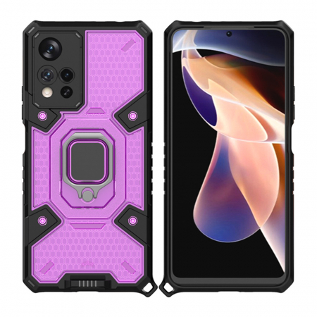 Xiaomi Redmi Note 11 Pro - Husa antisoc Xiaomi Redmi Note 11 Pro, Honeycomb Armor, Rose Violet