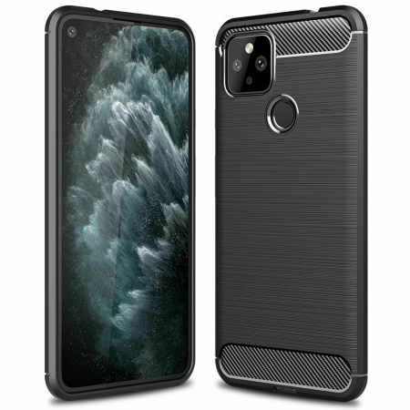Google - Husa Carbon Silicone pentru Google Pixel 5, Negru