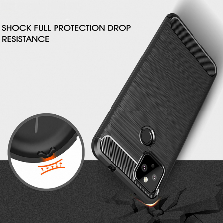 Husa Carbon Silicone pentru Google Pixel 5, Negru [2]