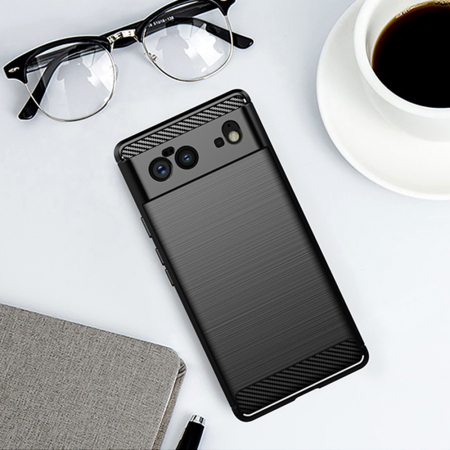 Husa Carbon Silicone pentru Google Pixel 6, Negru [6]