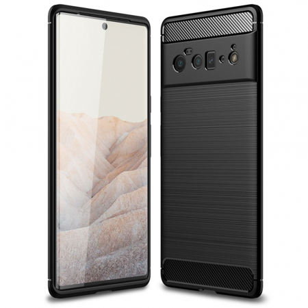 Google Pixel 6 Pro - Husa Carbon Silicone pentru Google Pixel 6 Pro, Negru