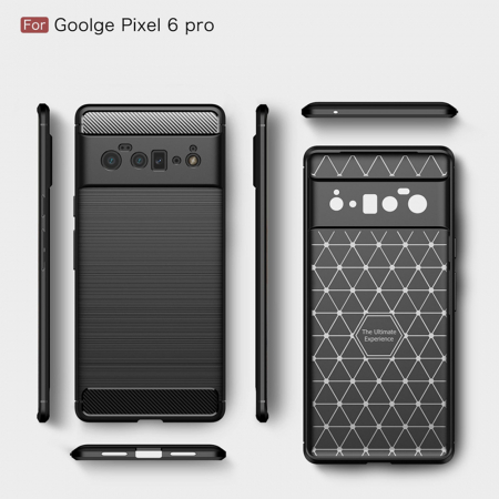 Husa Carbon Silicone pentru Google Pixel 6 Pro, Negru [6]
