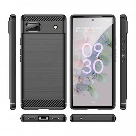 Husa Carbon Silicone pentru Google Pixel 6A, Negru [2]